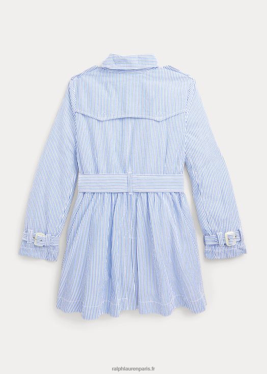 trench à capuche en seersucker 46T60T7527 enfants Ralph Lauren bleu blanc