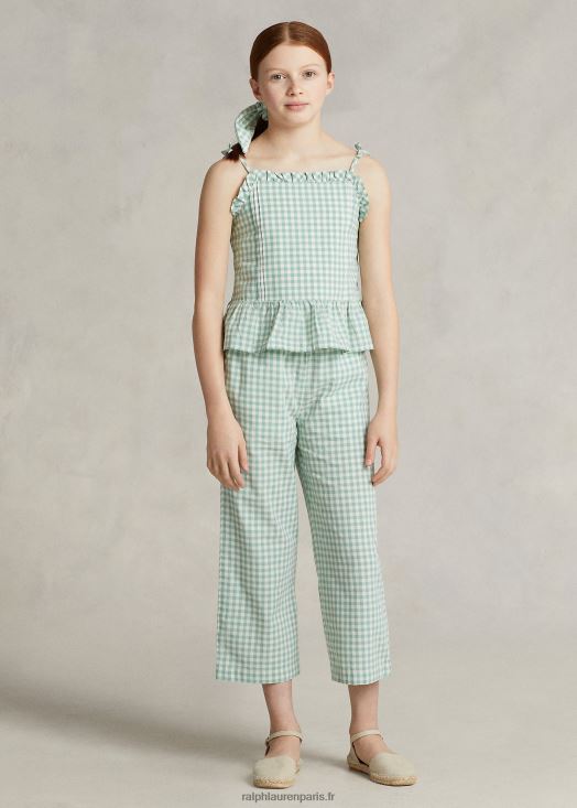 pantalon court madras coton vichy 46T60T6725 enfants Ralph Lauren menthe/blanc