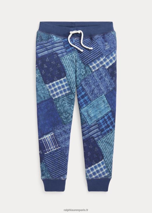 pantalon de jogging en molleton à imprimé patchwork 46T60T7467 enfants Ralph Lauren patchwork indigo