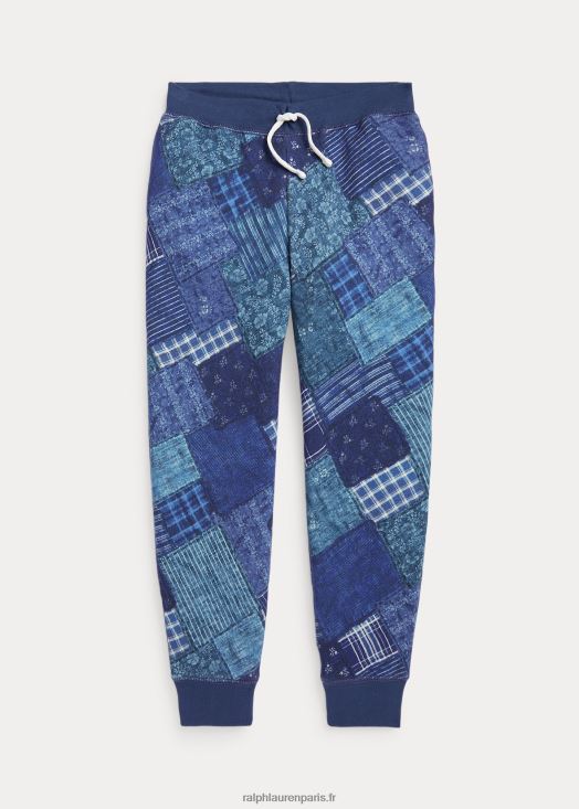 pantalon de jogging en molleton à imprimé patchwork 46T60T7620 enfants Ralph Lauren patchwork indigo