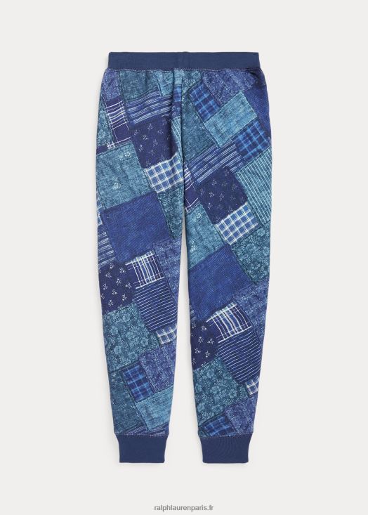 pantalon de jogging en molleton à imprimé patchwork 46T60T7620 enfants Ralph Lauren patchwork indigo