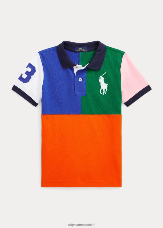 polo big pony en maille de coton 46T60T5791 enfants Ralph Lauren voile orange multi