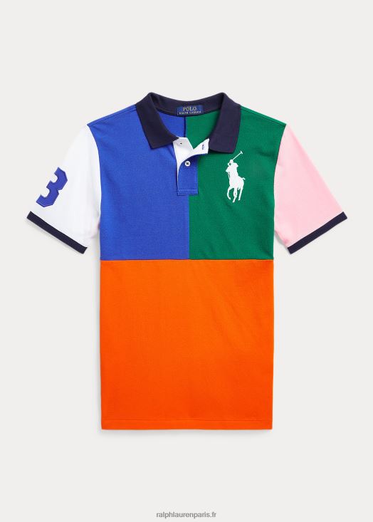 polo big pony en maille de coton 46T60T9854 enfants Ralph Lauren voile orange multi