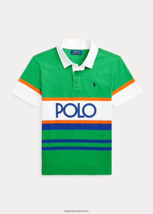 polo de rugby à manches courtes en coton à logo 46T60T9819 enfants Ralph Lauren multi vert primaire