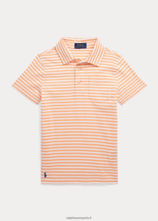 polo en jersey de coton rayé 46T60T5629 enfants Ralph Lauren orange clair/blanc
