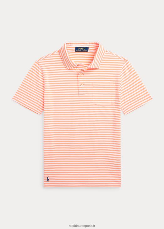 polo en jersey de coton rayé 46T60T6084 enfants Ralph Lauren orange clair/blanc