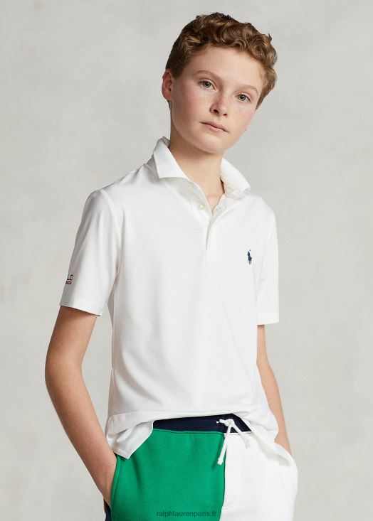 polo en jersey stretch performant 46T60T5974 enfants Ralph Lauren en céramique blanche