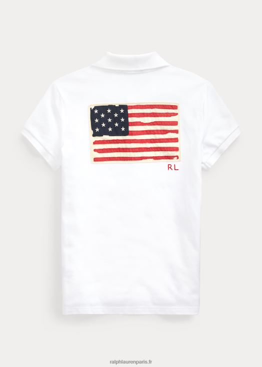 polo en maille de coton à drapeau 46T60T7022 enfants Ralph Lauren blanc