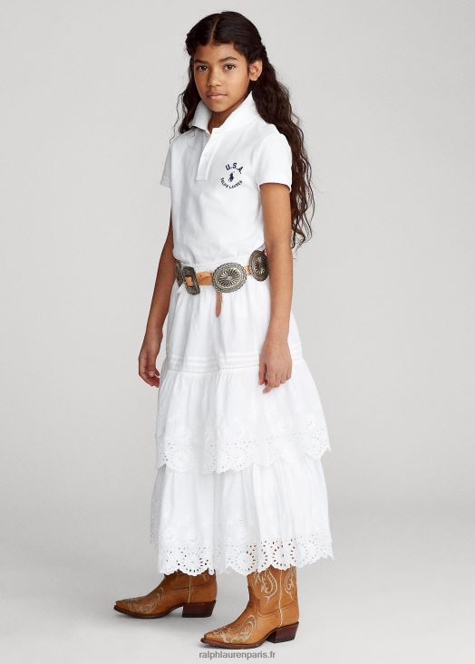 polo en maille de coton à drapeau 46T60T7022 enfants Ralph Lauren blanc