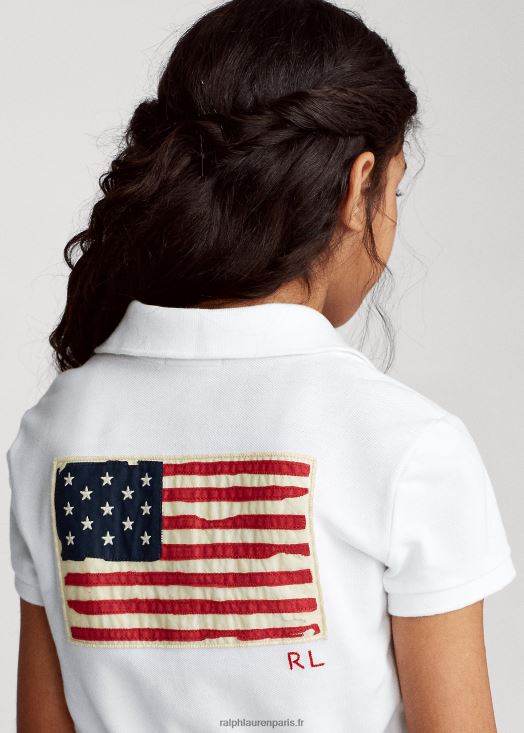 polo en maille de coton à drapeau 46T60T7022 enfants Ralph Lauren blanc
