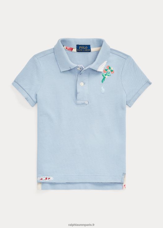 polo en maille de coton à fleurs 46T60T6846 enfants Ralph Lauren bleu immobilier