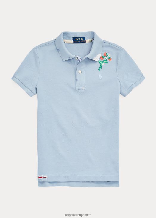 polo en maille de coton à fleurs 46T60T7089 enfants Ralph Lauren bleu immobilier