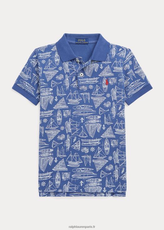 polo en maille de coton à imprimé voiliers 46T60T6517 enfants Ralph Lauren imprimé bleu voile