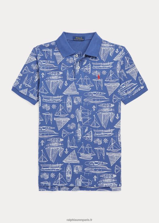 polo en maille de coton à imprimé voiliers 46T60T6661 enfants Ralph Lauren imprimé bleu voile