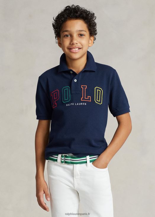 polo en maille de coton à logo 46T60T6563 enfants Ralph Lauren marine de croisière