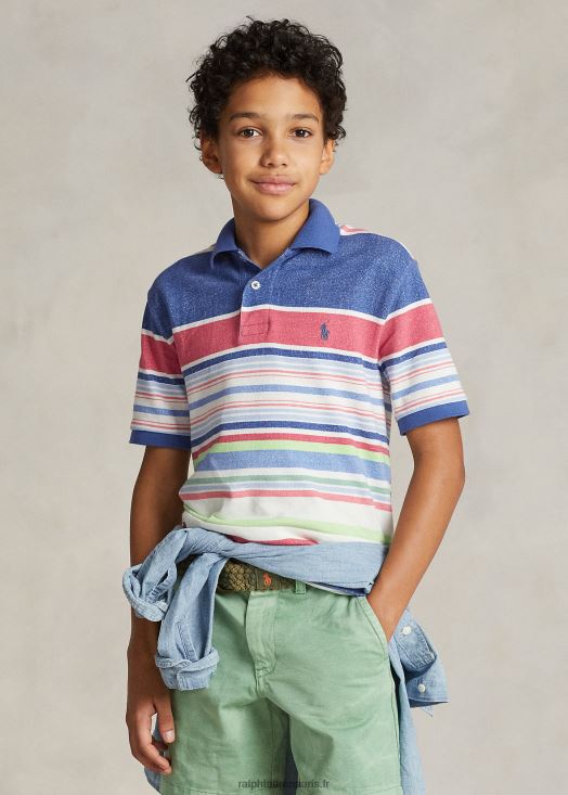 polo en maille de coton à rayures 46T60T5967 enfants Ralph Lauren rayure paradisiaque