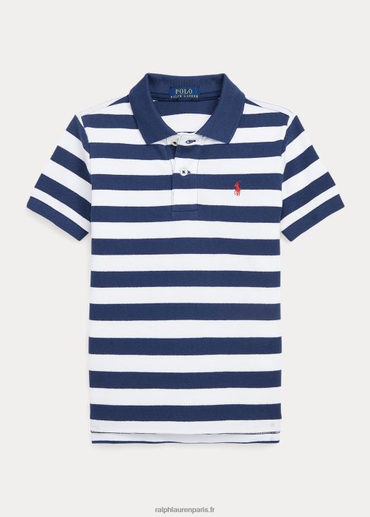 polo en maille de coton à rayures 46T60T6454 enfants Ralph Lauren rustique marine/blanc