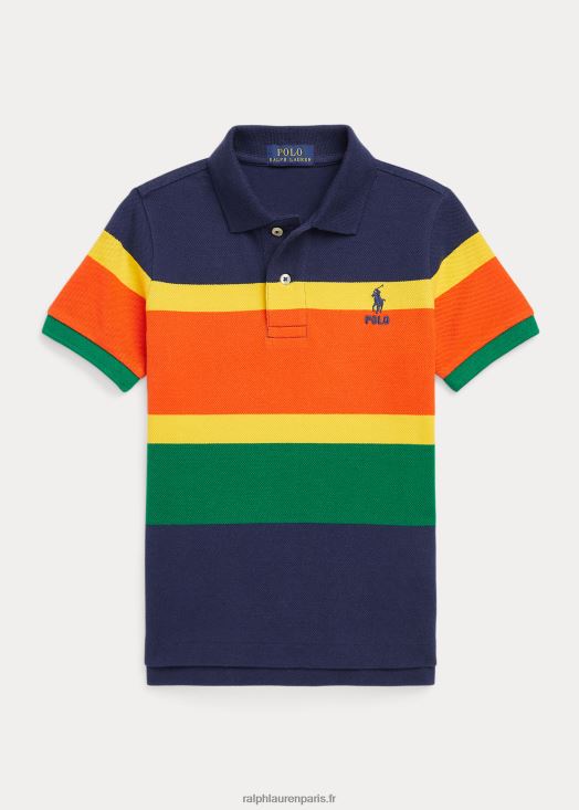 polo en maille de coton à rayures 46T60T6505 enfants Ralph Lauren cobalt foncé multi