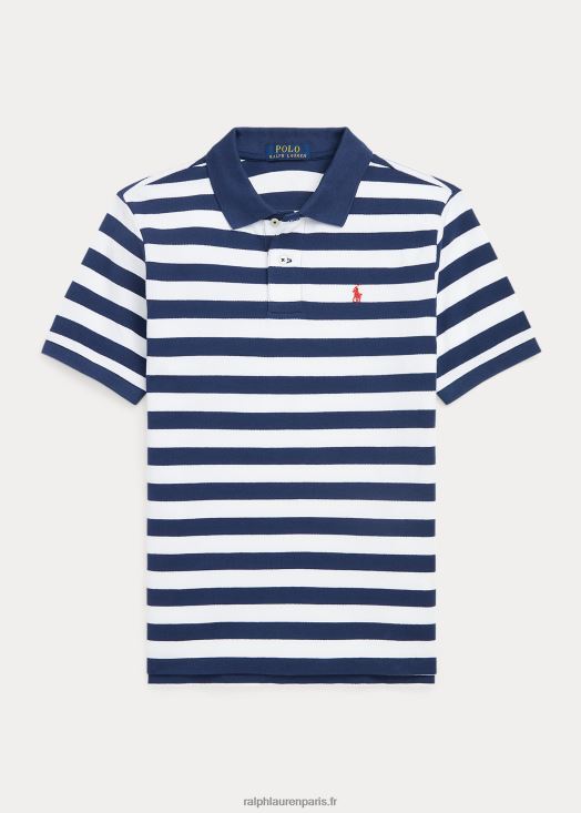polo en maille de coton à rayures 46T60T6593 enfants Ralph Lauren rustique marine/blanc