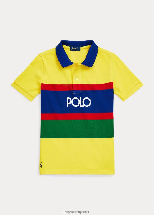 polo en maille de coton à rayures logo 46T60T9777 enfants Ralph Lauren citron écrasé multi