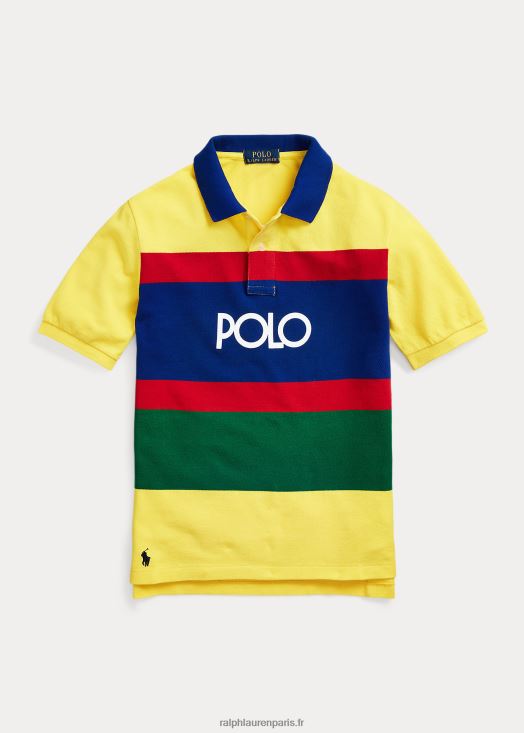polo en maille de coton à rayures logo 46T60T9813 enfants Ralph Lauren citron écrasé multi