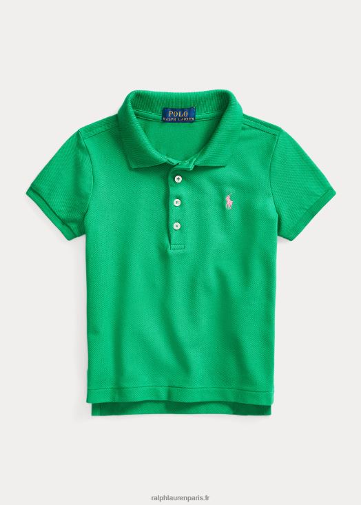 polo en maille de coton stretch 46T60T6789 enfants Ralph Lauren tige verte