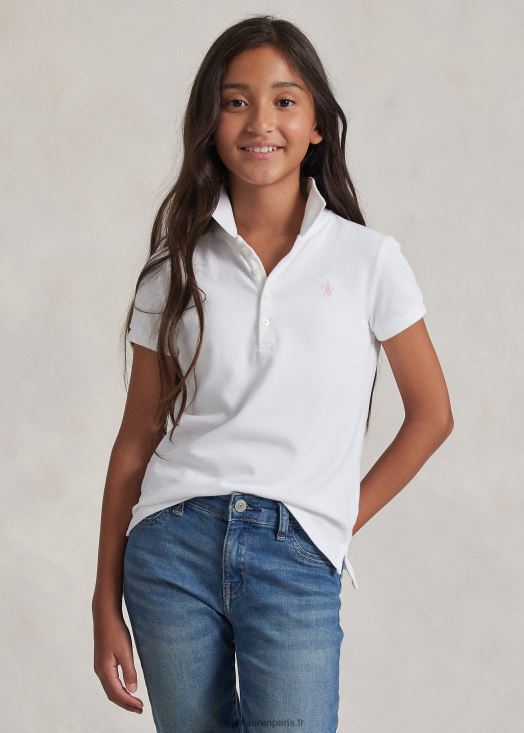 polo en maille de coton stretch 46T60T7039 enfants Ralph Lauren blanc
