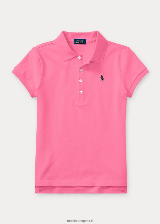 polo en maille de coton stretch 46T60T7041 enfants Ralph Lauren rose baja