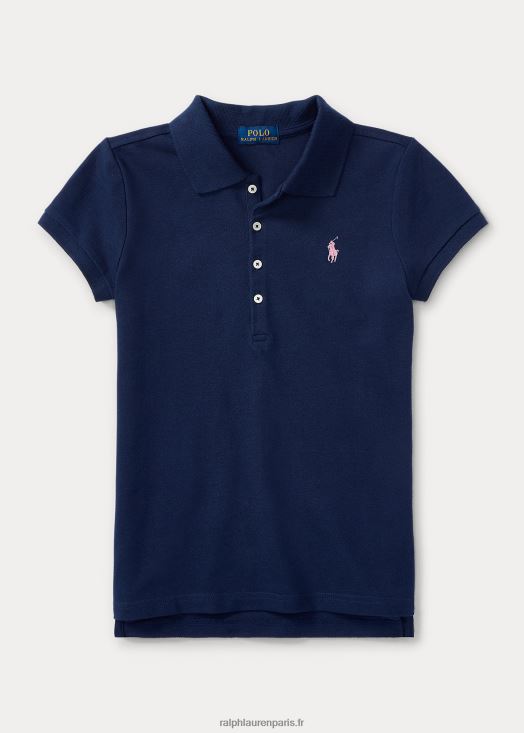 polo en maille de coton stretch 46T60T7043 enfants Ralph Lauren marine raffinée