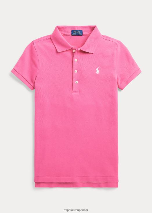 polo en maille de coton stretch 46T60T7044 enfants Ralph Lauren rose du désert