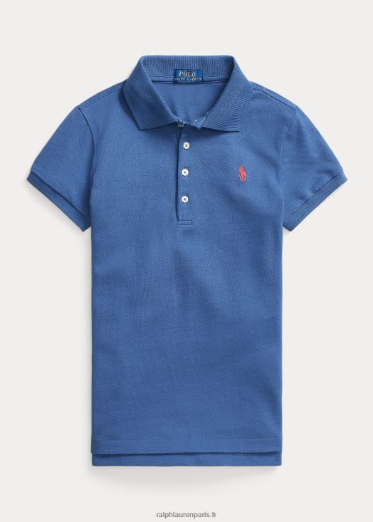 polo en maille de coton stretch 46T60T7047 enfants Ralph Lauren nuit marine/piment