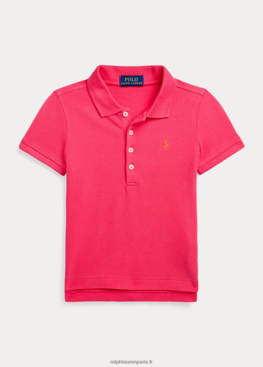 polo en maille de coton stretch 46T60T9937 enfants Ralph Lauren rose vif