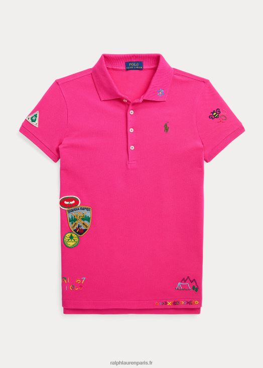 polo en mesh stretch à patch outdoor 46T60T7106 enfants Ralph Lauren accent rose