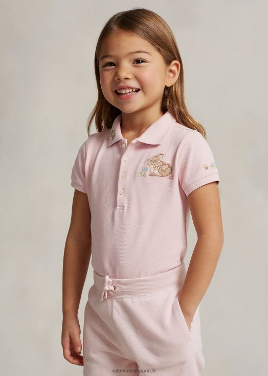polo en résille stretch lapin 46T60T6731 enfants Ralph Lauren soupçon de rose