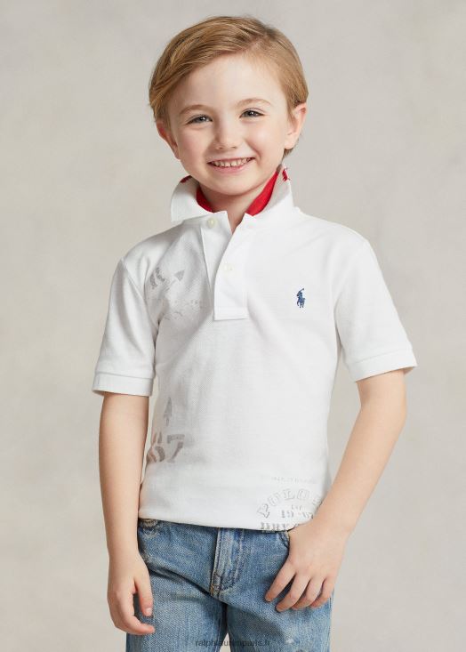 polo graphique en maille de coton 46T60T5667 enfants Ralph Lauren classique oxford blanc