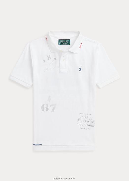 polo graphique en maille de coton 46T60T6172 enfants Ralph Lauren classique oxford blanc
