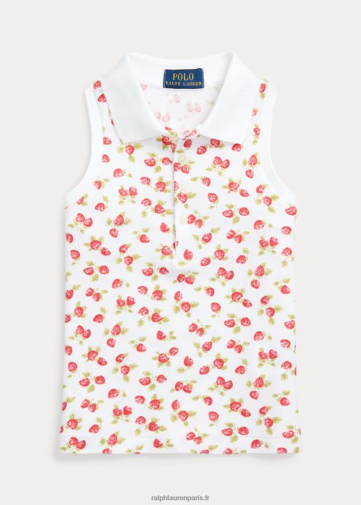 polo sans manches en résille fraise 46T60T6821 enfants Ralph Lauren imprimé fraise