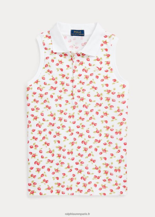 polo sans manches en résille fraise 46T60T7077 enfants Ralph Lauren imprimé fraise