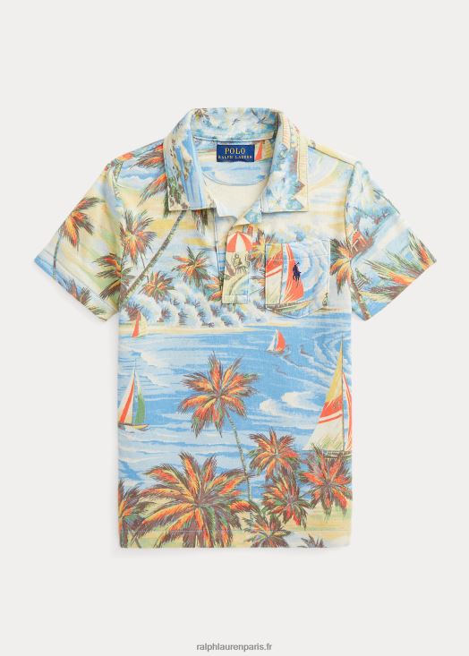 polo spa éponge à imprimé tropical 46T60T5750 enfants Ralph Lauren bazar de plage hawaïen
