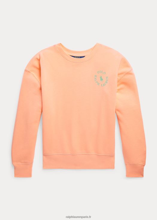 sweat polaire à logo big pony 46T60T9980 enfants Ralph Lauren éclaboussure orange