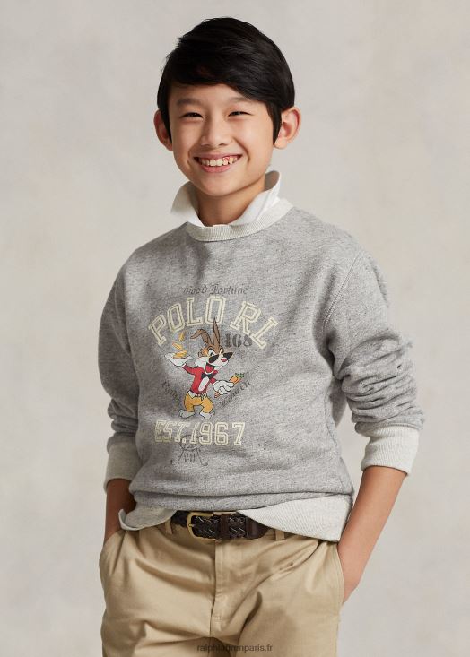 sweat polaire nouvel an lunaire 46T60T6572 enfants Ralph Lauren bruyère vintage sombre
