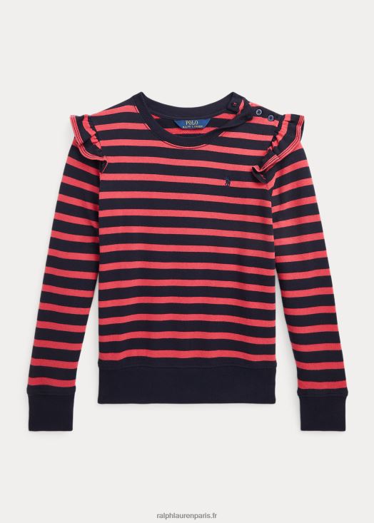 sweat rayé en coton éponge à volants 46T60T7588 enfants Ralph Lauren multi-piments