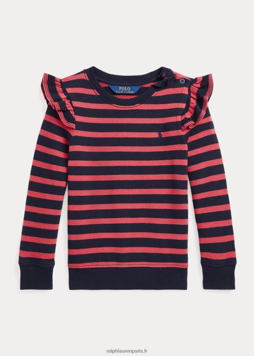 sweat-shirt spa terry rayé à volants 46T60T7426 enfants Ralph Lauren multi-piments