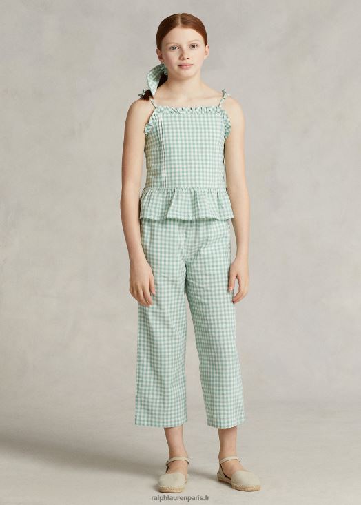 top péplum madras coton vichy 46T60T6726 enfants Ralph Lauren menthe délavée/blanc délavé