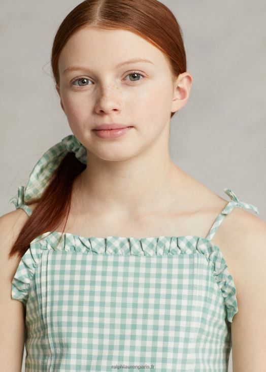 top péplum madras coton vichy 46T60T6726 enfants Ralph Lauren menthe délavée/blanc délavé
