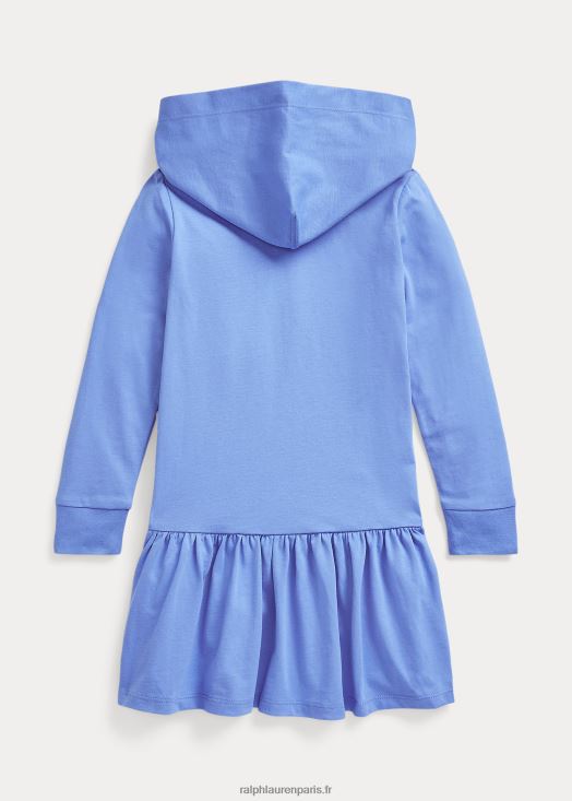 robe à capuche en jersey de coton à logo 46T60T9960 enfants Ralph Lauren bleu de l'île du port