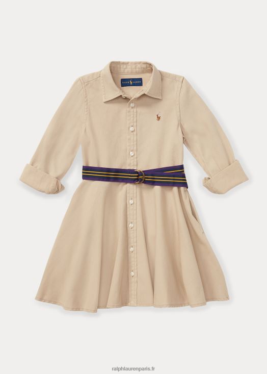 robe-chemise chino ceinturée en coton 46T60T6920 enfants Ralph Lauren kaki