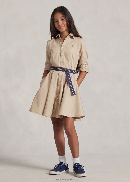 robe-chemise chino ceinturée en coton 46T60T7024 enfants Ralph Lauren kaki