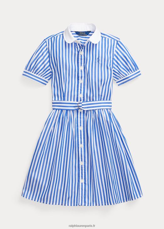 robe-chemise en popeline de coton à rayures et à ceinture 46T60T7098 enfants Ralph Lauren nouvel iris/blanc