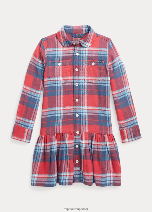 robe-chemise en sergé de coton à carreaux 46T60T7476 enfants Ralph Lauren multicolore rouge/bleu